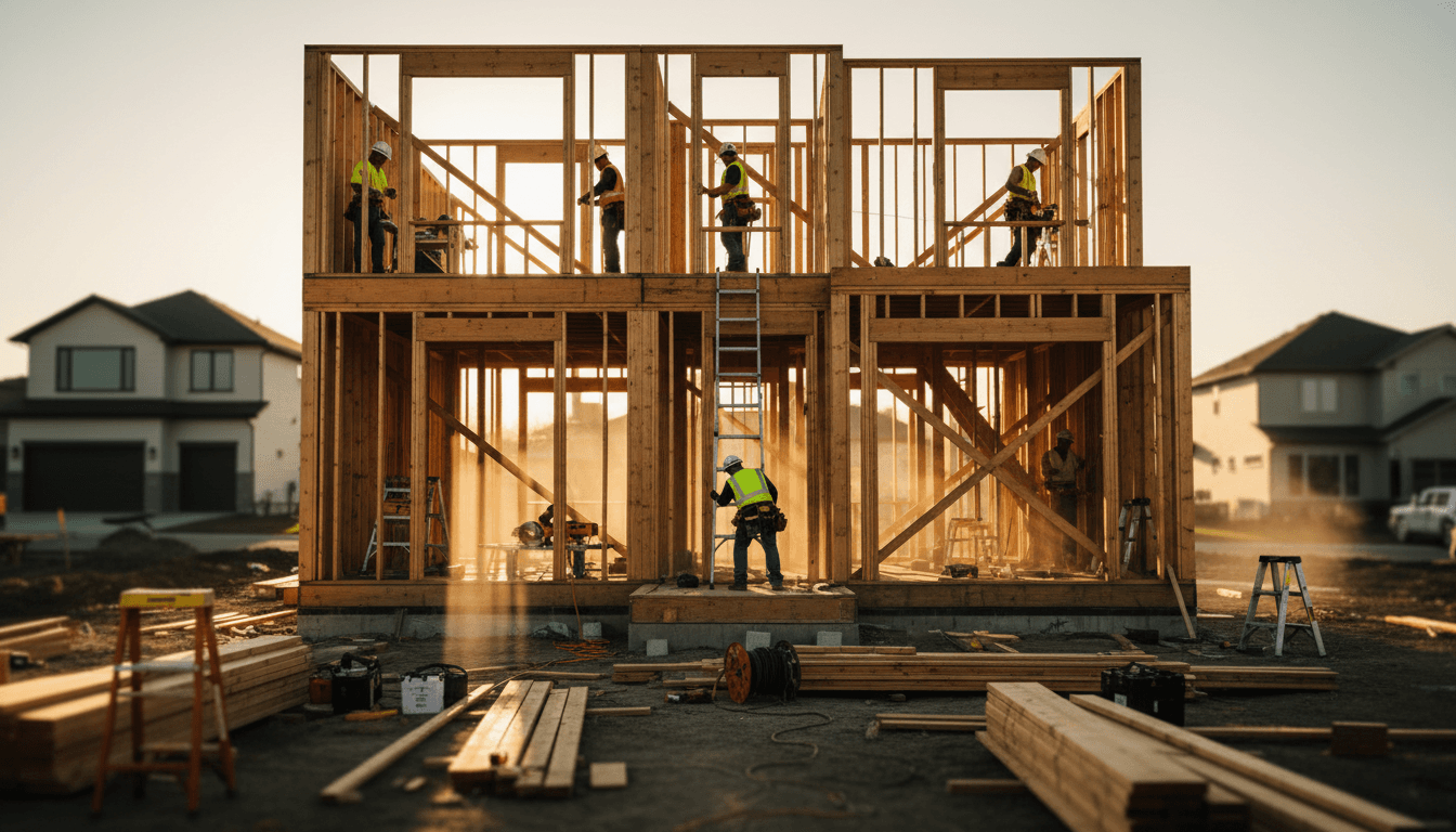 Chantier de façade bien organisé avec protections au sol et matériel rangé