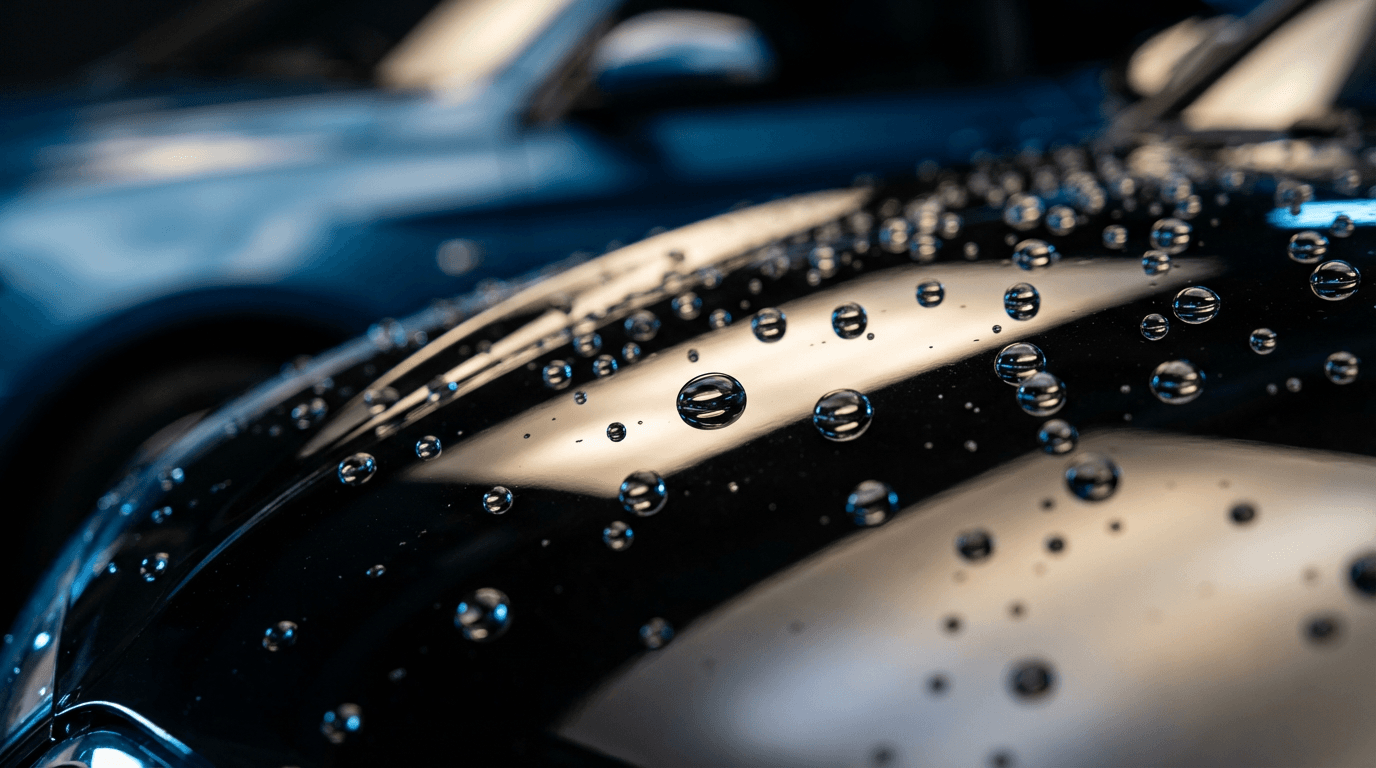 Gouttes d'eau sur une façade imperméabilisée